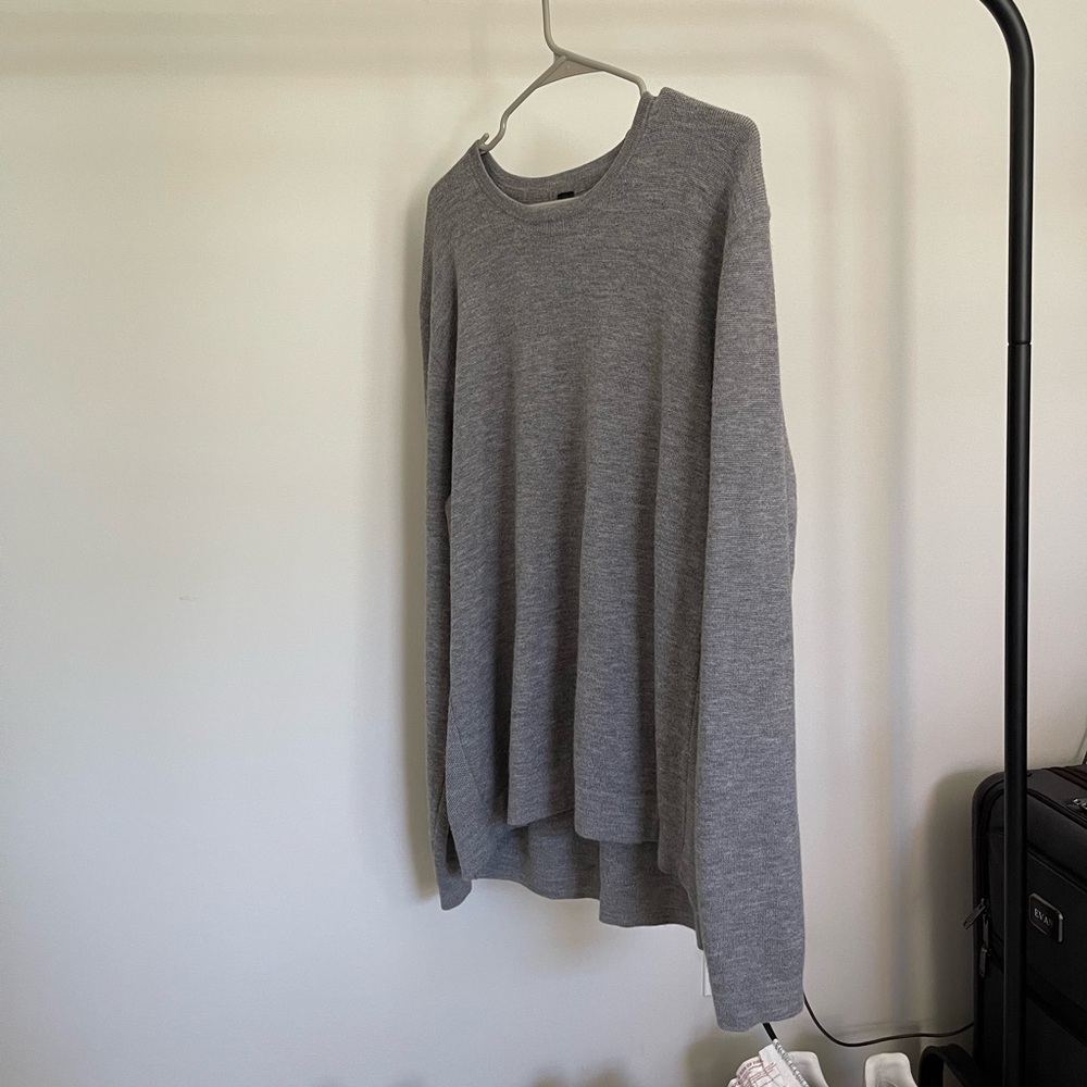 Lululemon Alpine Air Crew Heathered Core Grey Merino Wool size XXL